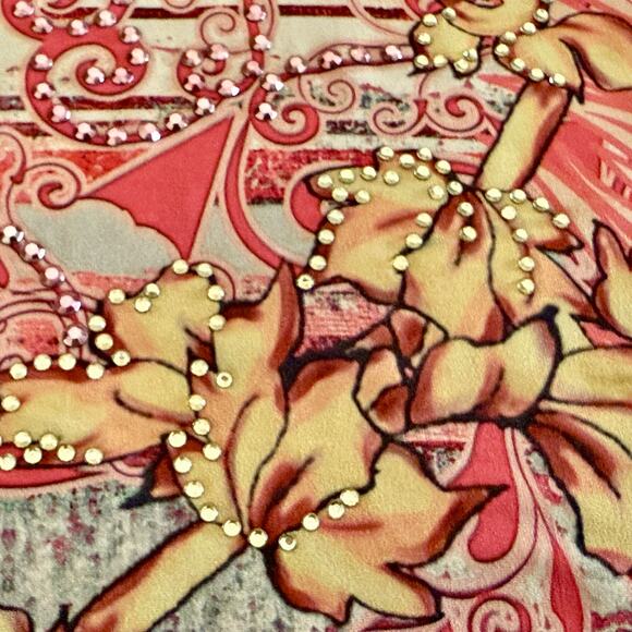 Style & Co Pink Batwing Sleeve Abstract Print Tunic Top Womens L Poly‑Spandex - Picture 2 of 7